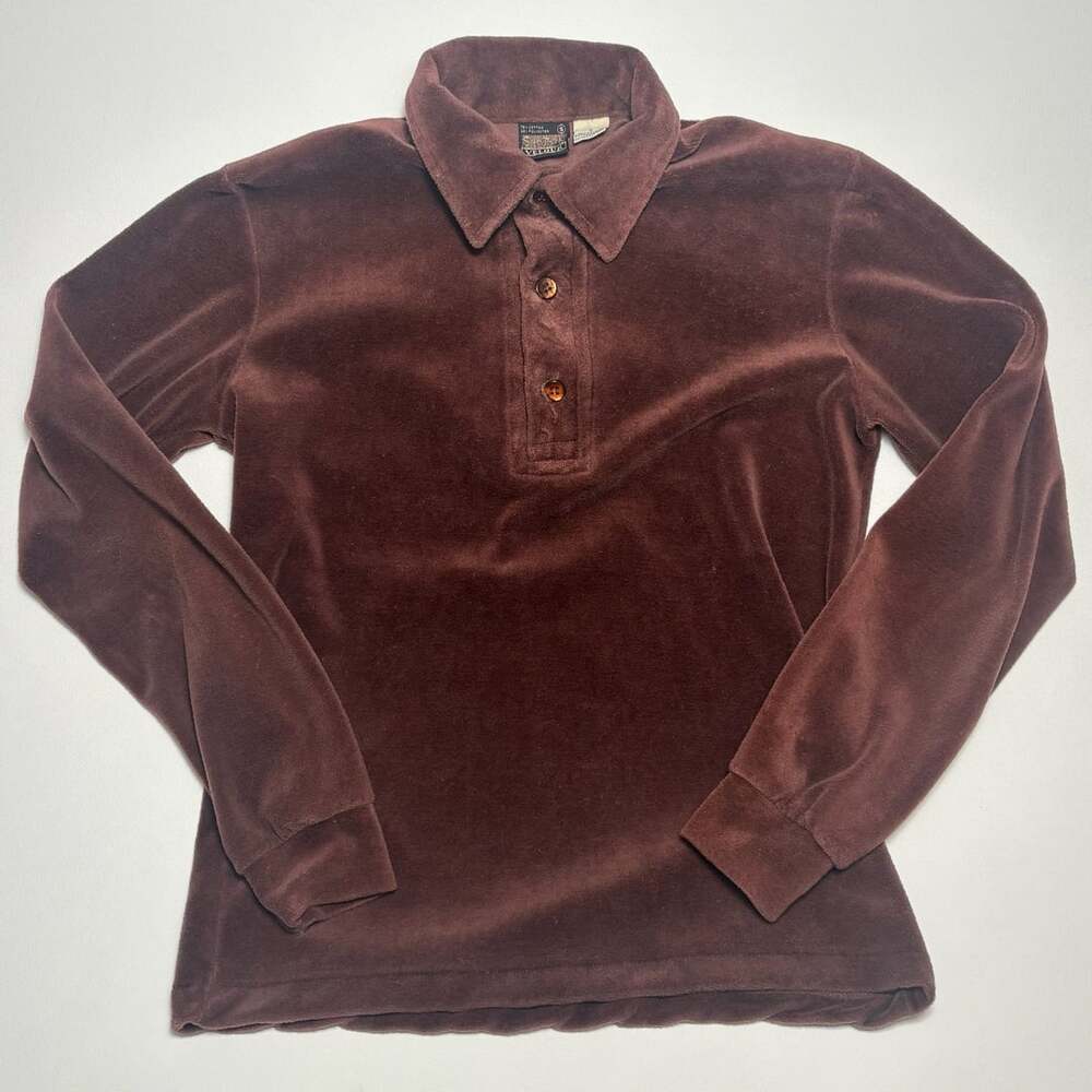 Women’s Size Small Soft Touch Velour Polo Brown Long Sleeve